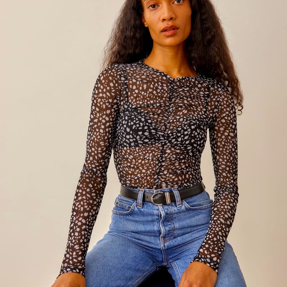 Reformation Wendie Top in black cheetah